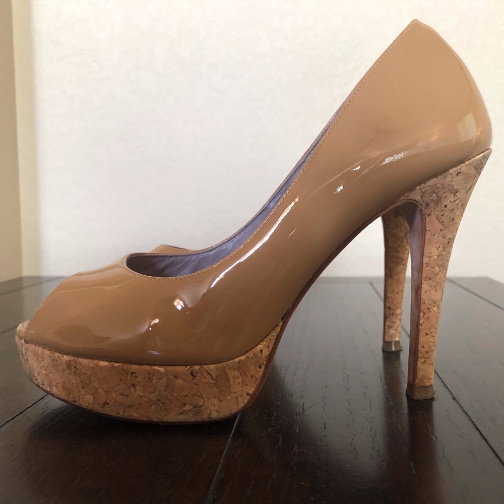Cole Haan Patent Leather Peep Toe Platform Pump